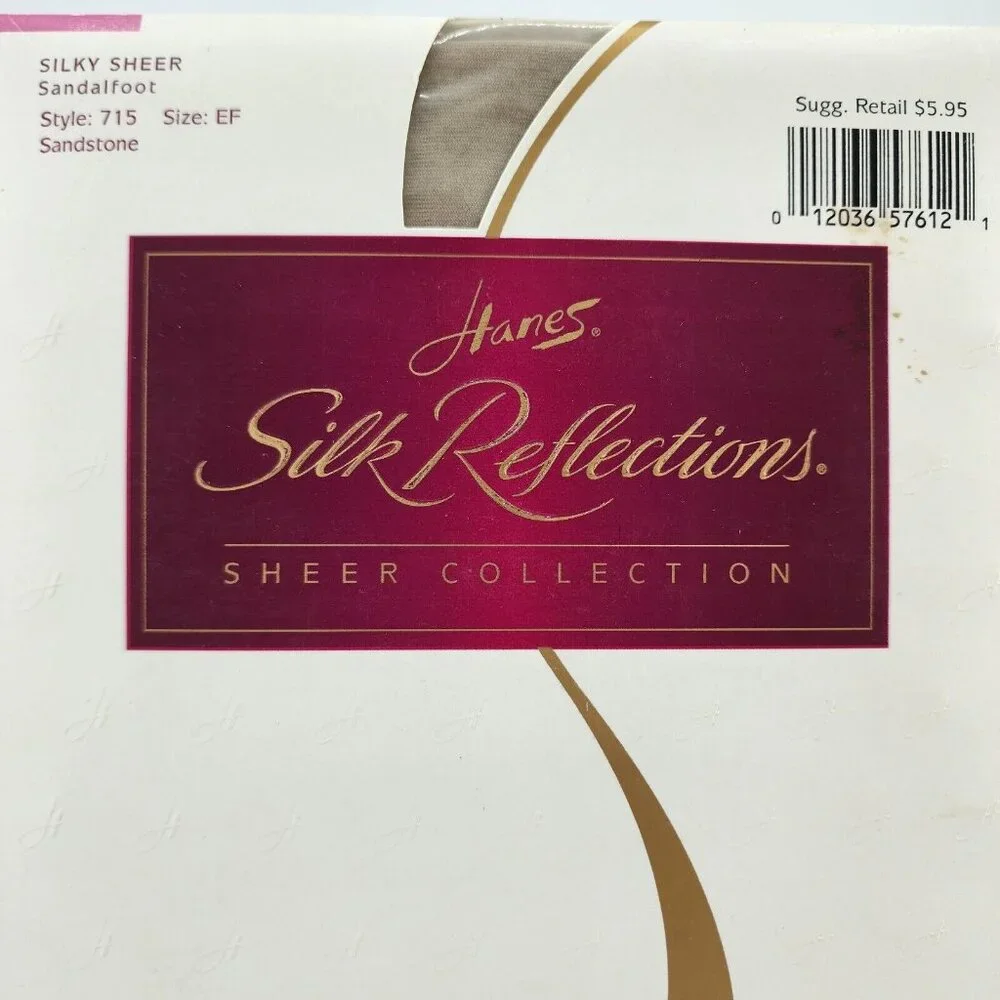 x2 Hanes Silk Reflection Silky Sheer Sandalfoot Pantyhose Style 715 Sandstone EF